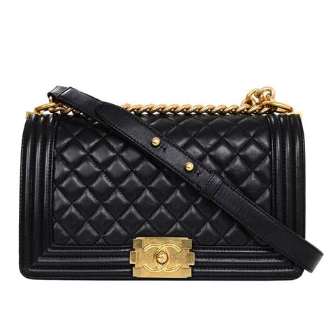 chanel boy bag black used|Chanel black boyfriend bag.